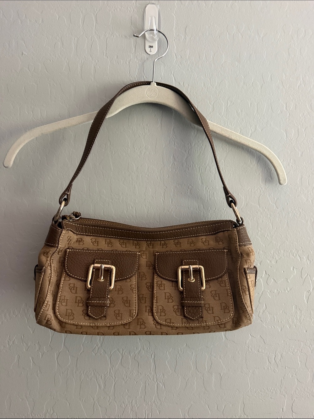 Dooney & Bourke Tan and Brown Monogram Shoulder Bag